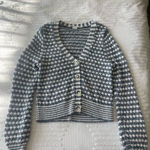 Veronica Beard Navy and White Knit Cardigan